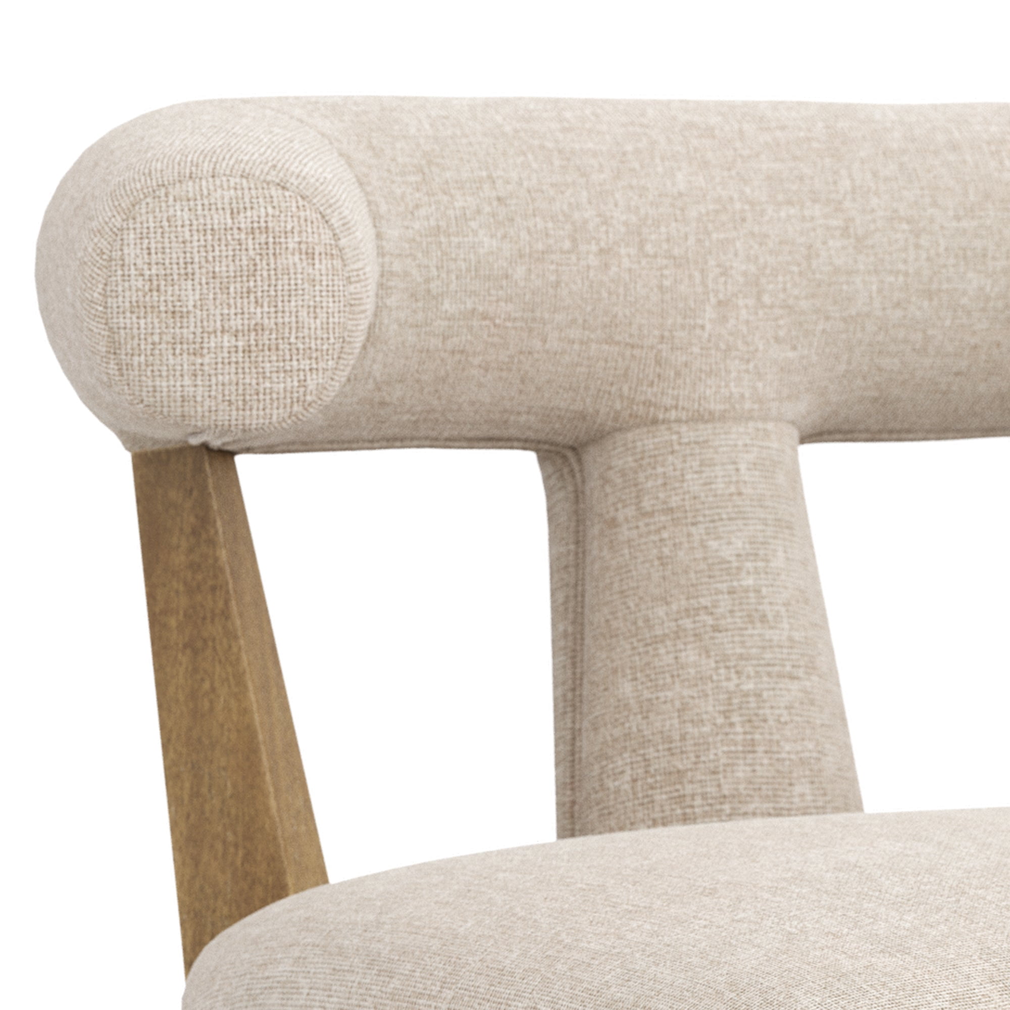 Nathan James Sofia Modern Coastal Bar Stool with Backrest, Counter Height Bar Stool with Flax Upholstery and Solid Wood Legs, Light Brown