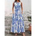 thumbnail image 4 of Sage Green Sleeveless Tie Waist A-Line Maxi Dress For Women, 4 of 7