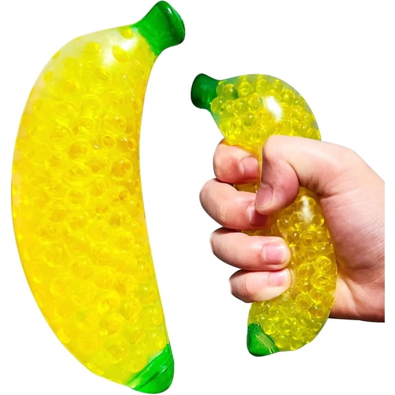 Banana Squishies Stress Balls Stretchy Fruit Stress Relief Squishies Ball for Adults, Vase Filler, Home Decoration, Ideal for Relax, Focus, Christmas Decoration, Easter Basket Stuffers (1Pcs)