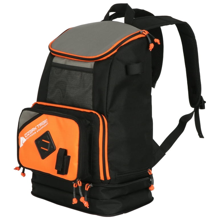Ozark Trail Adult Unisex Fishing Tackle Backpack with Cooler Bait Storage,  Orange