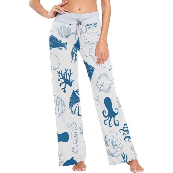 Women's Pajama Pants Sea Animals Comfy Stretch Sleepwear Essentials womens Lightweight Lounge Terry Pajama Pant, Medium