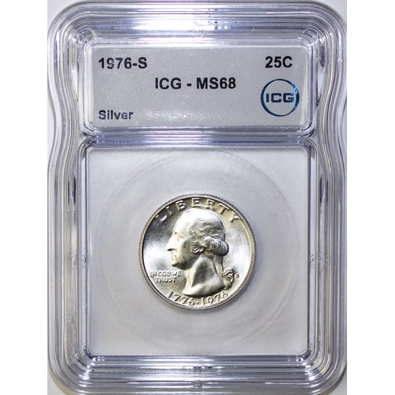 1976-S Silver Washington Quarter ICG MS68 - Graded Coin