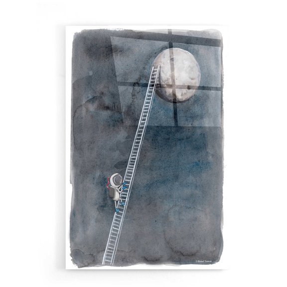 Epic Art 'Ladder to the Moon' by Rachel Nieman, Acrylic Glass Wall Art, 16"x24"