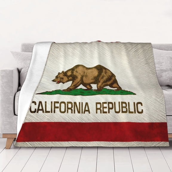 Throw Blanket California Republic Flag Soft Cozy Fleece Flannel Blanket Home Decor for Couch Sofa Bed 60"x50"