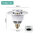 thumbnail image 2 of Tapón de bañera y colador de desagüe antiobstrucciones con filtro de cesta, tapón de lavabo de baño universal, núcleo de rebote emergente, 2 of 7