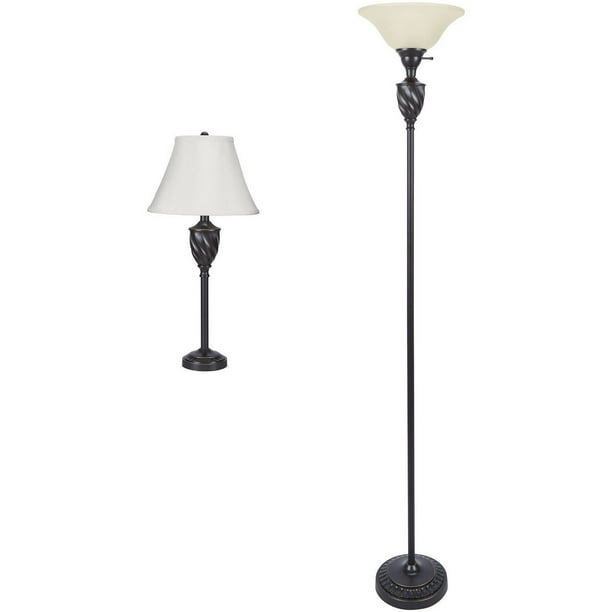 Mainstays Table and Floor Lamp Set with CFL Bulb, OilRubbed Bronze