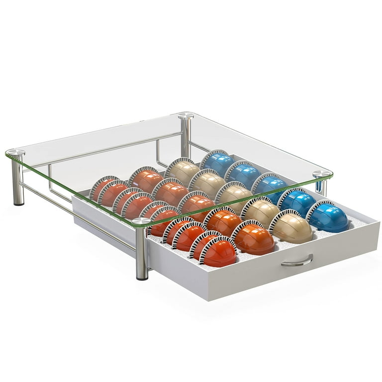 Decobros crystal tempered glass nespresso cheap vertuoline storage drawer holder for capsules