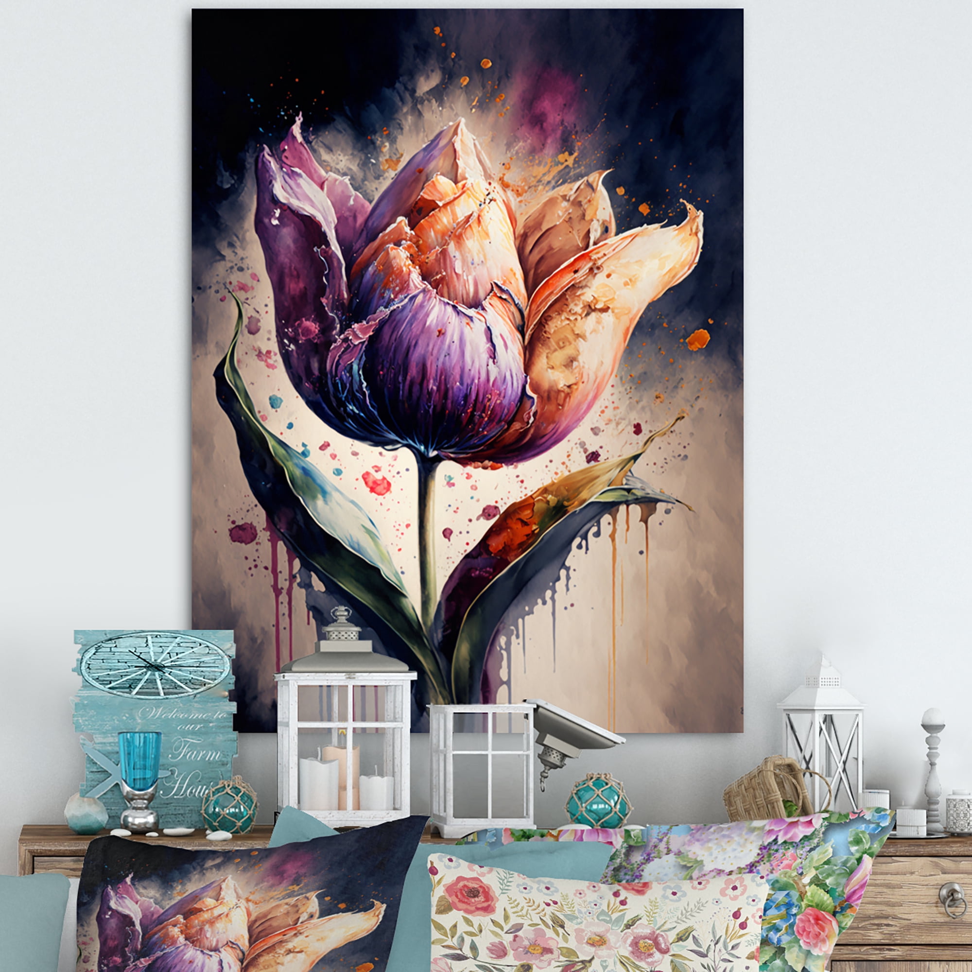 Designart Colorful Tulip II Canvas Wall Art