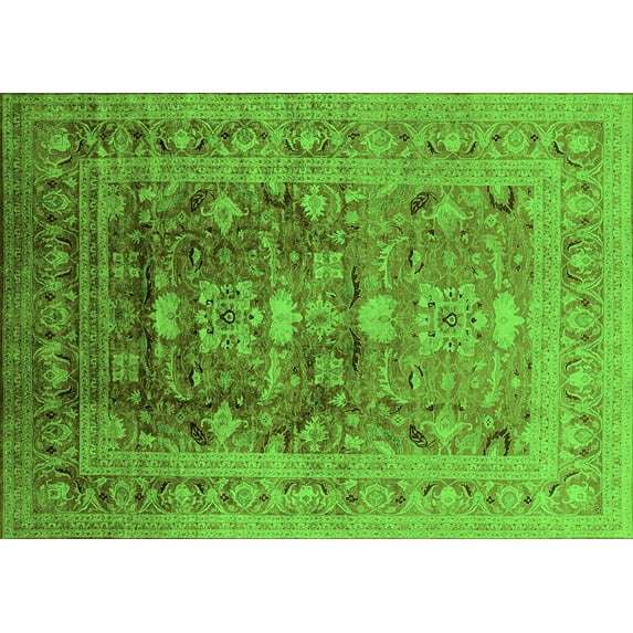 Ahgly Company Indoor Rectangle Oriental Green Traditional Area Rugs, 8' x 10'