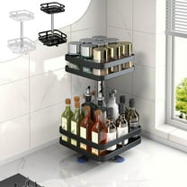 HengDidi Double Layer 360 Degree Rotating Metal Spice Shelf for Kitchen Countertop Desktop Storage Easy to Clean Organizer for Spices Fruits
