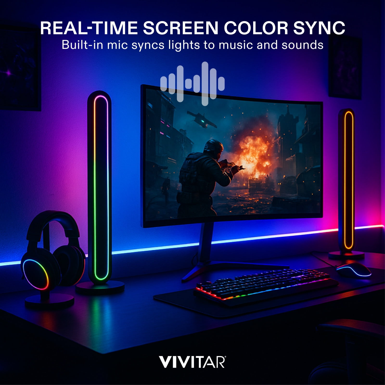 Vivitar RGBIC LED Light Bars 2-Pack – Color Changing RGB Lights