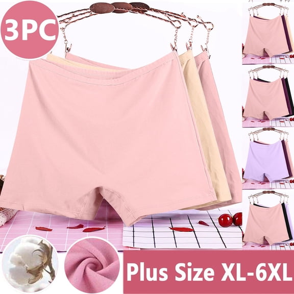 SROBPTY Women's Plus Underpants Solid High Waist Breathable Period Briefs Panties 3 Pack