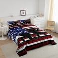 thumbnail image 2 of American Flag Comforter Set Teen Bedding Vintage Army Soldier Silhouette Bedding Sets Full, Military force Comforter for Youth Young Man Grunge Stars and Stripes Duvet Insert with 2 Pillowcases, 2 of 5