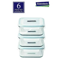 Glasslock Square Tempered Glass Food Container Set of 3 490ml/17oz