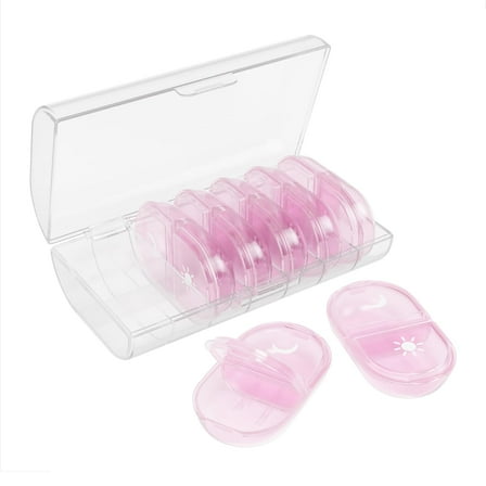Ezy Dose Weekly (7-Day) Pill Organizer, Portable Daily AM/PM Pill Containers with Case, Pink