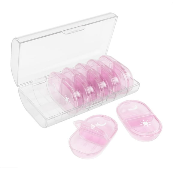 Ezy Dose Weekly (7-Day) Pill Organizer, Portable Daily AM/PM Pill Containers with Case, Pink