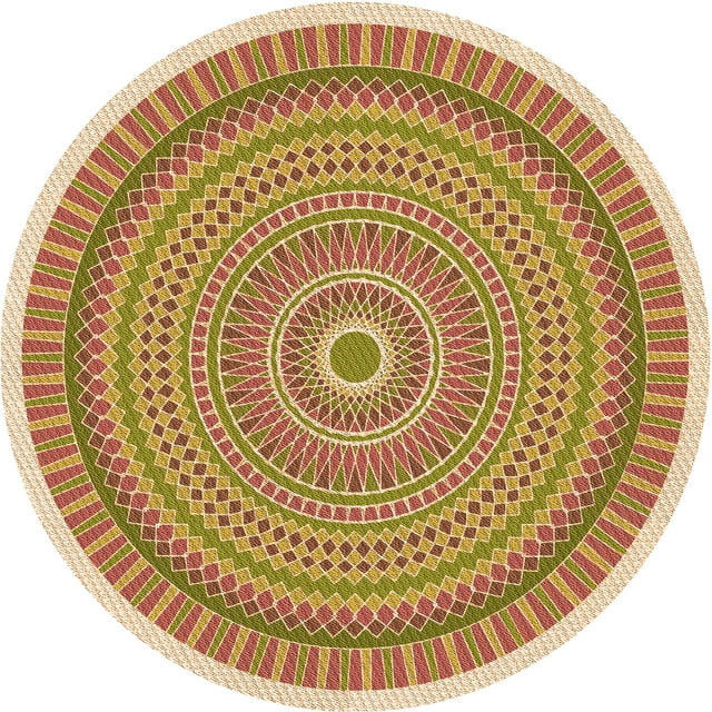 Ahgly Company Tapis Rond Lavable en Machine Intérieur Transitionnel Rouge, 4 Pieds Rond