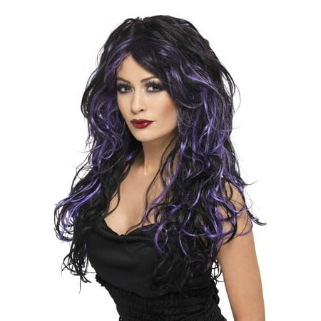 Gothic Bride Wig Adult Costume Accessory Black Purple