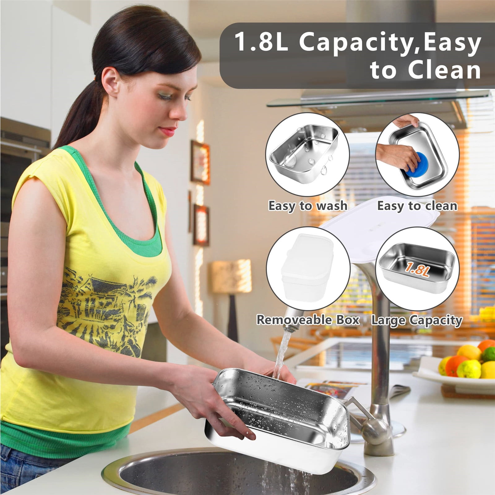 GlamourGarden Alpha Solutions Thermal Leakproof Stainless Steel Electric Heating Lunch Box