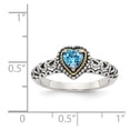 thumbnail image 2 of 925 Sterling Silver Polished Oxidized Prong set With 14k Blue Topaz Ring Size 8 Ring for Women, 2 of 2
