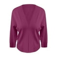 thumbnail image 5 of Mohiass Women's 3/4 Sleeve Cropped Cardigan Sweater Open Front Short Shrugs Cardigans Lightweight Sweaters Purple XL, 5 of 6