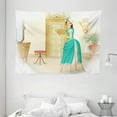 thumbnail image 1 of Renaissance Tapestry, Vintage Style Victorian Woman with Hand Fan Nostalgic Dress Classic Fashion, Wall Hanging for Bedroom Living Room Dorm Decor, 80W X 60L Inches, Multicolor, by Ambesonne, 1 of 2
