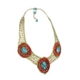 thumbnail image 2 of Tribal Enchantress Red Stone Mosaic Collar Bib Silk Net Necklace for Female Adult, 2 of 4