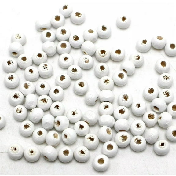 U8MO 500 White 6mm(1/4") Round Wood Beads~Wooden beads