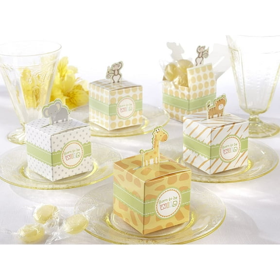 Kate Aspen 28095AS Born To Be Wild Jungle-Themed Favor Box- Set of 24 Assorted- Case of 48 sets