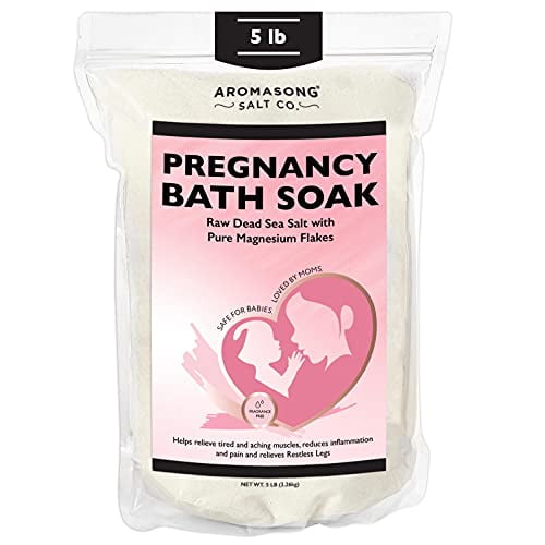 Aromasong Dead Sea Pregnancy Bath Soak - Unscented with Pure Magnesium Flakes & Minerals - Used for Pregnancy & Postpartum Muscle Aches & Restless Leg