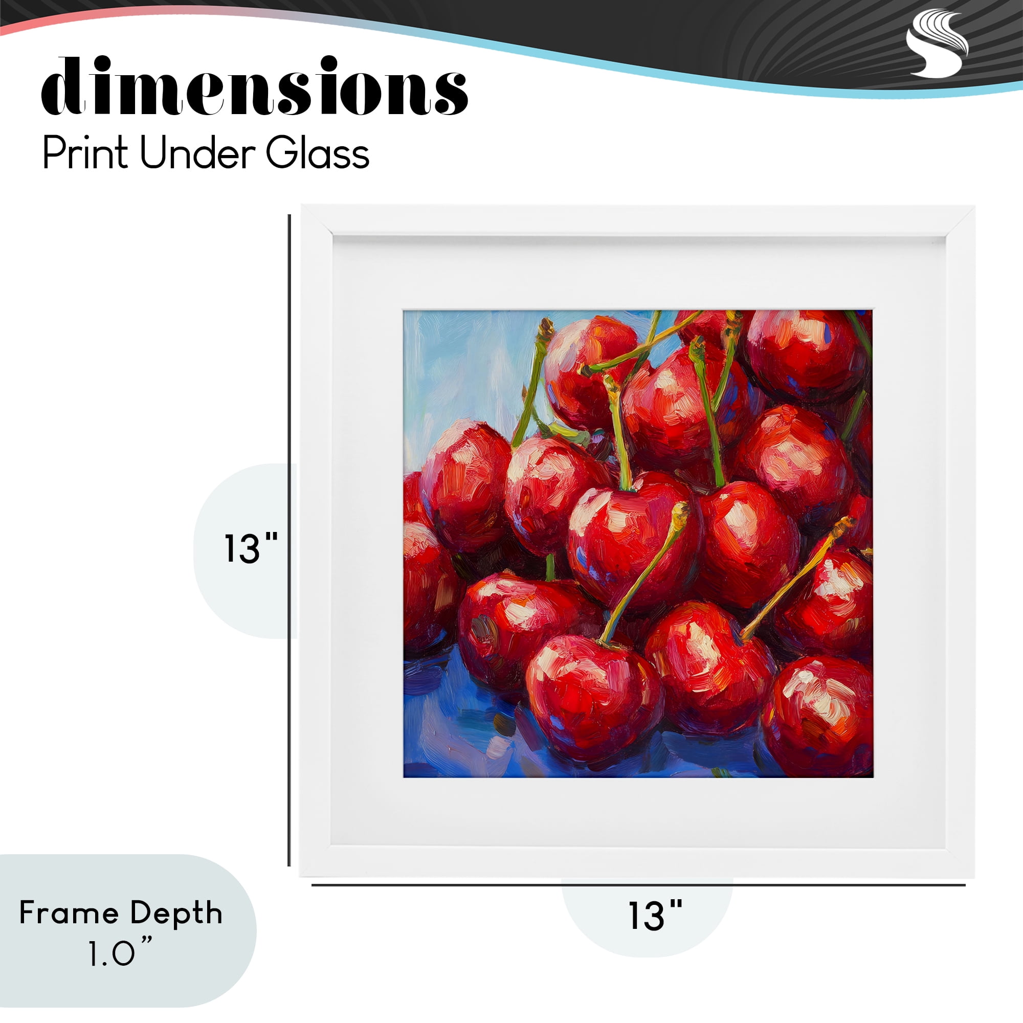 Stupell Industries Luscious Red Cherries of Summer White Framed Print Under Glass, design by Petal Prints Design