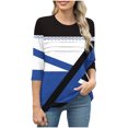 thumbnail image 5 of JTZGDY Womens Tops Dressy Casual Floral Printed Summer 3/4 Length Sleeve Crewneck Front Ruched Pleated T-Shirts Loose Lightweight Comfy Graphic Tunic Blouse Blue S, 5 of 7