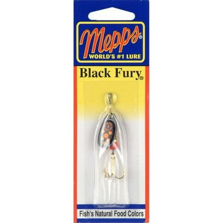 Mepps Black Fury Plain Treble Inline Spinner 1/8 oz Fluorescent Red Dot