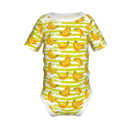 

Yiaed Bananas On A Striped Print Infant Climbing Short Sleeve Onesie One-Piece Baby Bodysuit Clothes 0-12 Months -9M