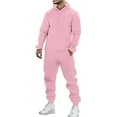 thumbnail image 4 of ibiyuan Men Leisure 2 Piece Long Sleeve Set Pullover Hoodie and Pants Sweatshirt Tops Elastic Pants Jogger Outfits Sport Suits,Pink, 4 of 4