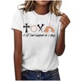 thumbnail image 1 of Mujeres Manga Corta de Verano Tops Pascua Impresa Cuello Redondo, Blusa de Moda Casual para la Primavera, 1 of 4