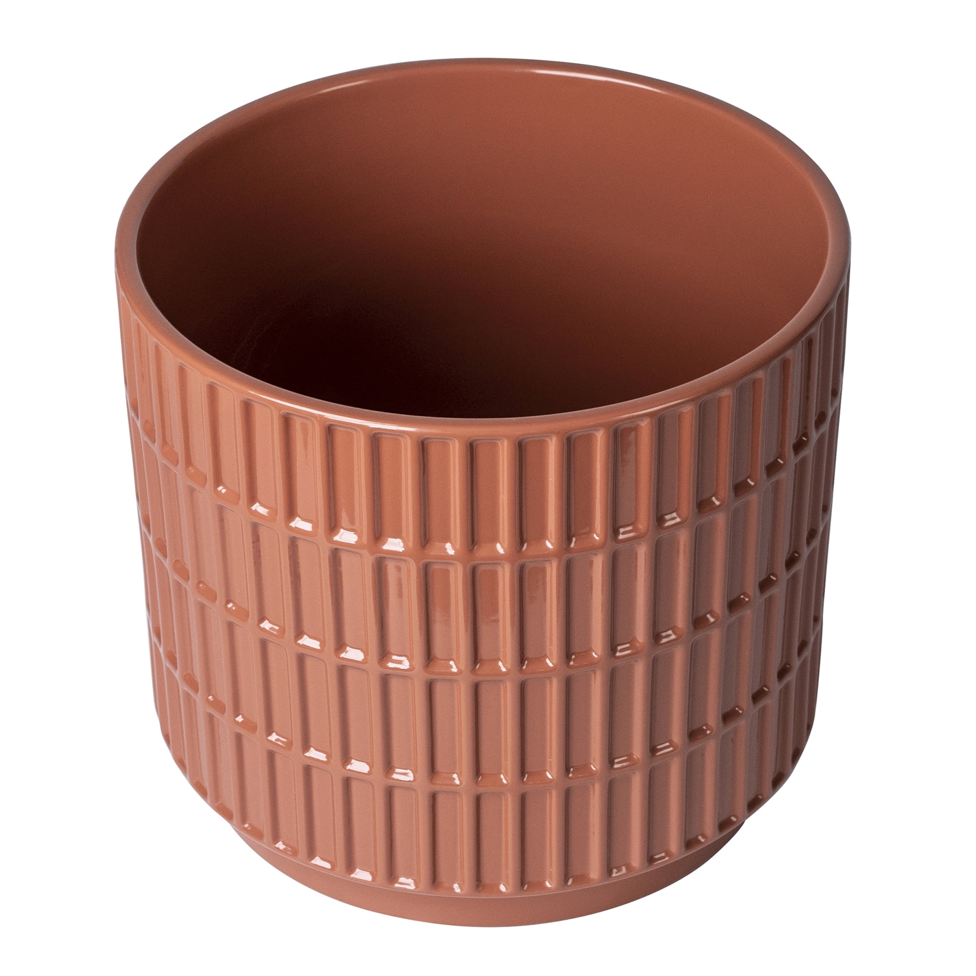 Mainstays 6" x 6" x 5.5" Round Red Ceramic Grid Plant Planter