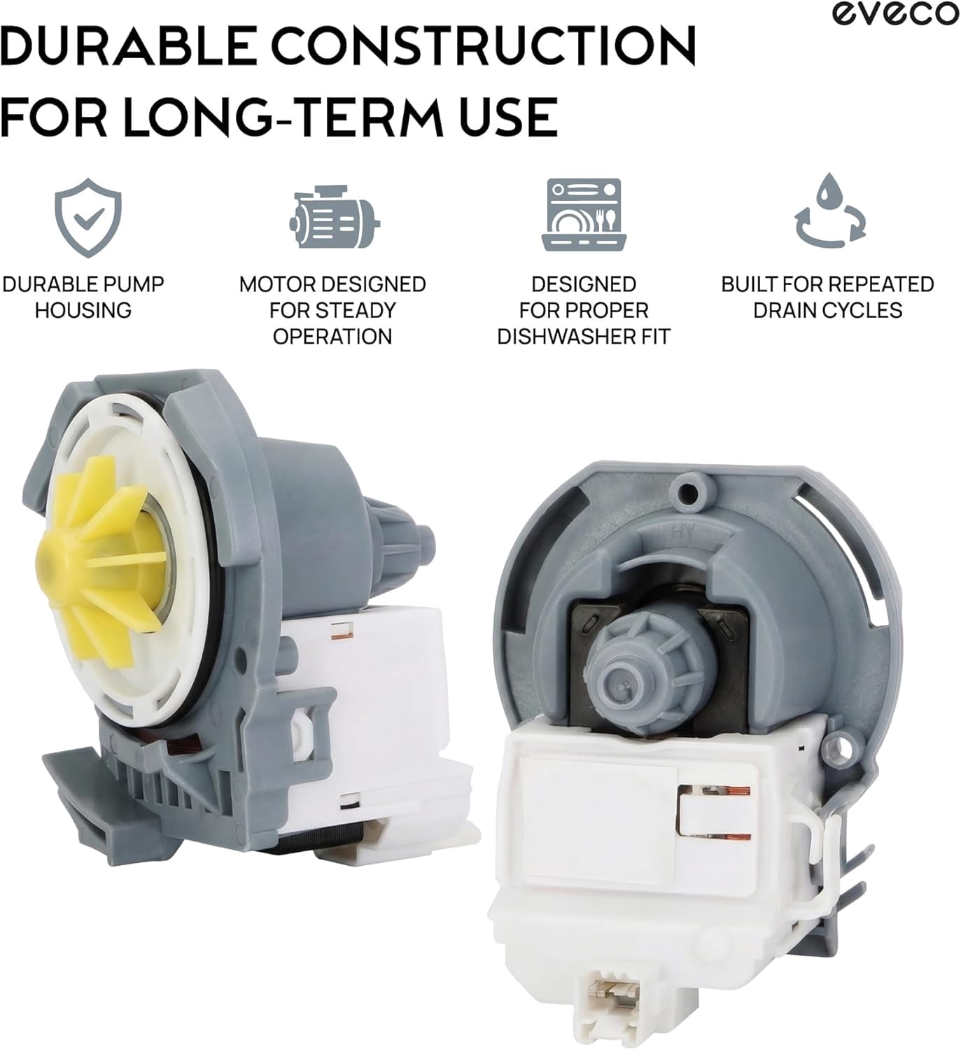 Dishwasher Drain Pump Replacement - Compatible with Whirlpool Kenmore Maytag Kitchen Aid Dishwashers