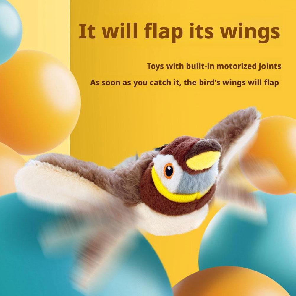 Interactive Cat Toy Flapping Bird with USB Charging, Realistic Wing Motion & Chirping Sound, Plush Kitten Entertainment Toy for Indoor Cats