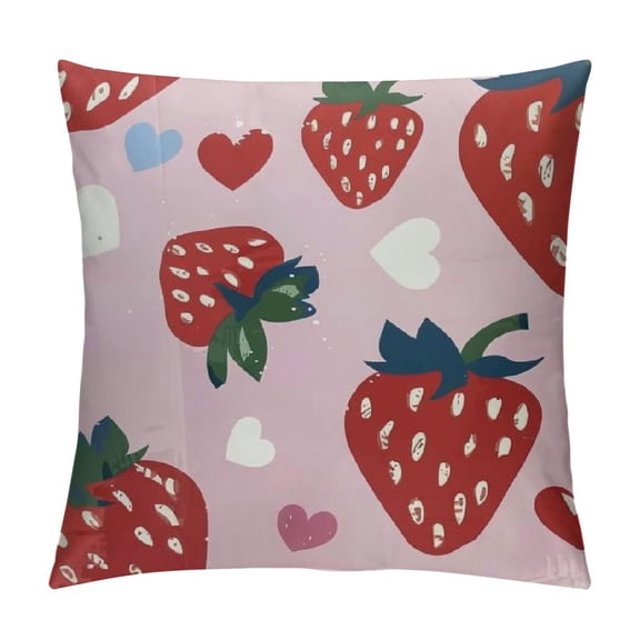 Creowell Cute Strawberry Fruits Kids Pillowcase Silk Pillow Cases for Hair and Skin Slipping Body Pillow Cover with Envelope Closur Pillowcase Decor for Kids Girls Boys Women Men