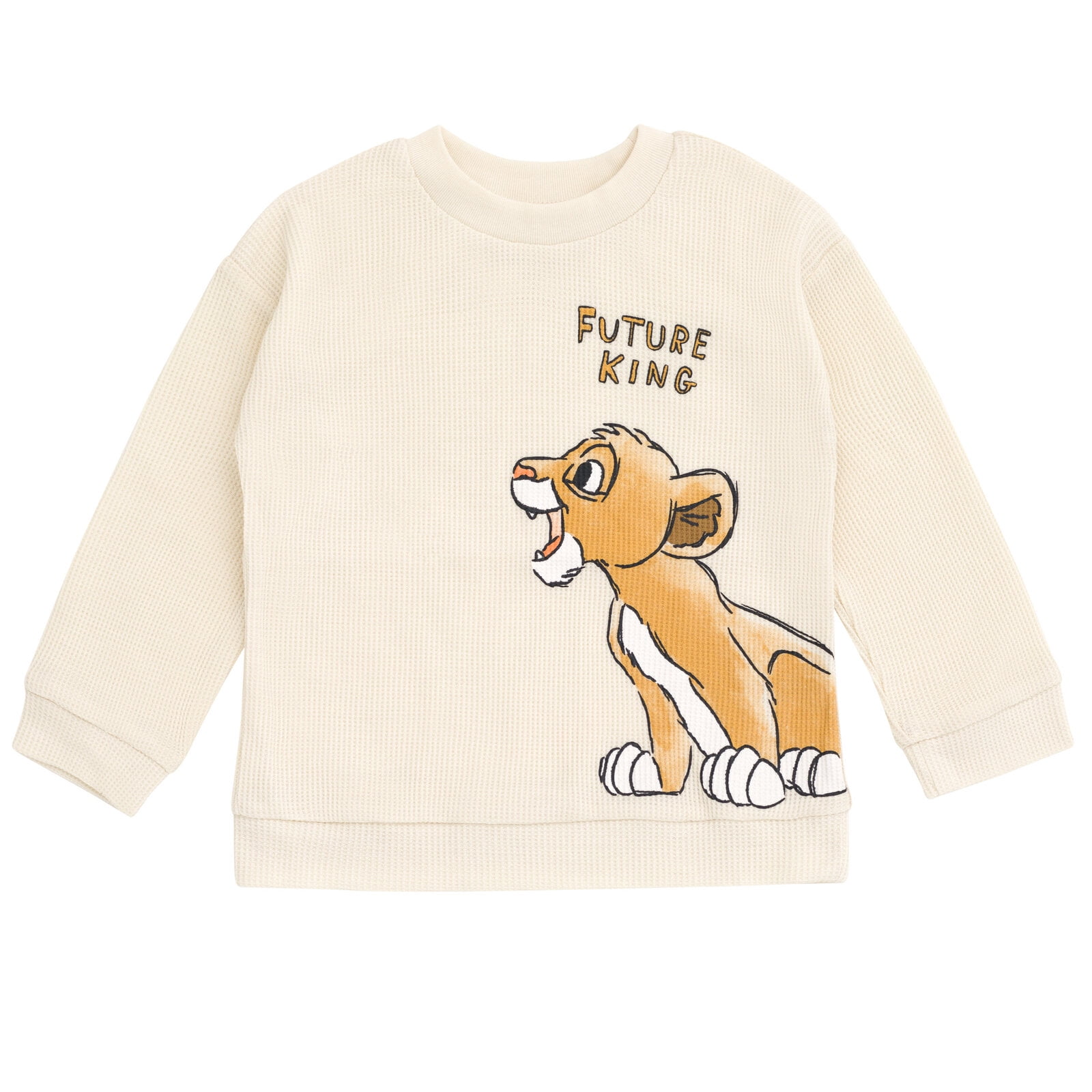 Disney Lion King Simba Waffle Knit Drop Shoulder Sweatshirt and Jogger Pants Outfit Set Newborn to Toddler