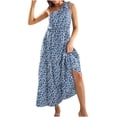 thumbnail image 3 of Pompotops Robe d'Été Bohème Sans Manches à une Épaule, Robe de Soirée Fluide à Volants, Robe Maxi de Plage, 3 of 8