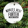 thumbnail image 2 of DistinctInk Hanging Ceramic Christmass Tree Ornament with Gold String - Great Gift / Present - 2 3/4 inch diameter - World's Best FARTER, I Mean Father, 2 of 2