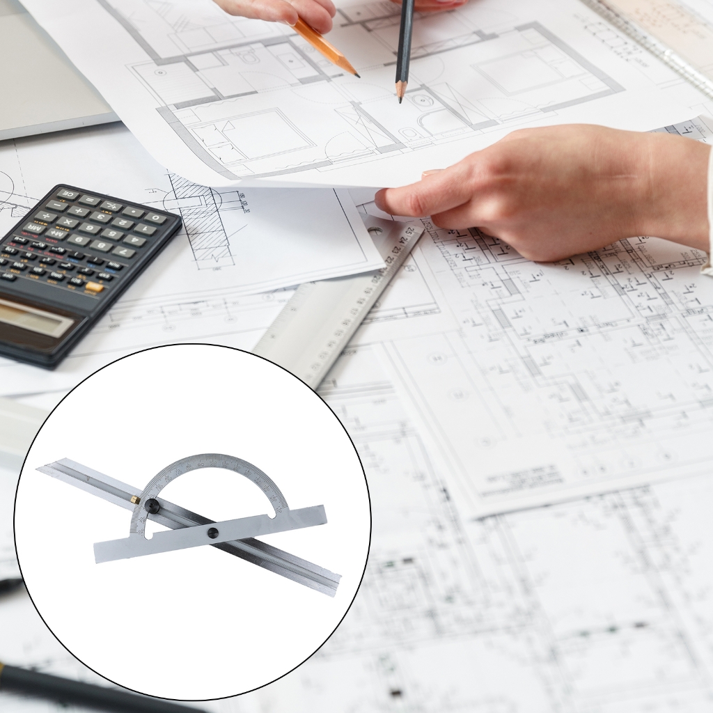 MOMOJIA Adjustable Protractor Angles Ruler Carbon Steel Gauges for Precisions Woodworking
