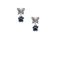 thumbnail image 2 of Delight Jewelry Silvertone Small Navy Blue Paw Silvertone Antiqued Butterfly Post Earrings, 2 of 4