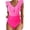 Hot Pink, variant on Womens Tummy Control One Piece Swimsuit - Cute Bathing Suit with Ruffle V-Neck Swimwear