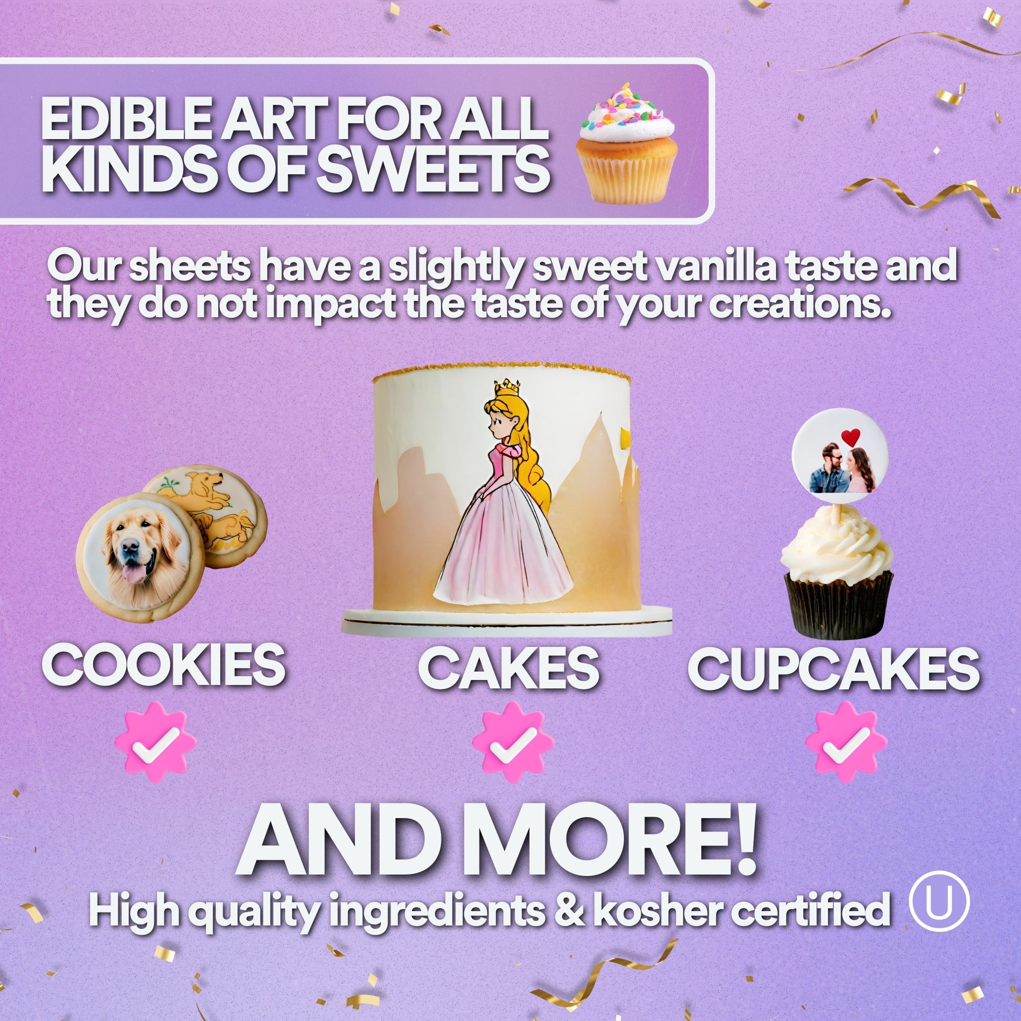 paper2eat Edible Kosher Certified White Frosting Sheets Premium (Icing Sheets) 8.5" x 11" - 3 count
