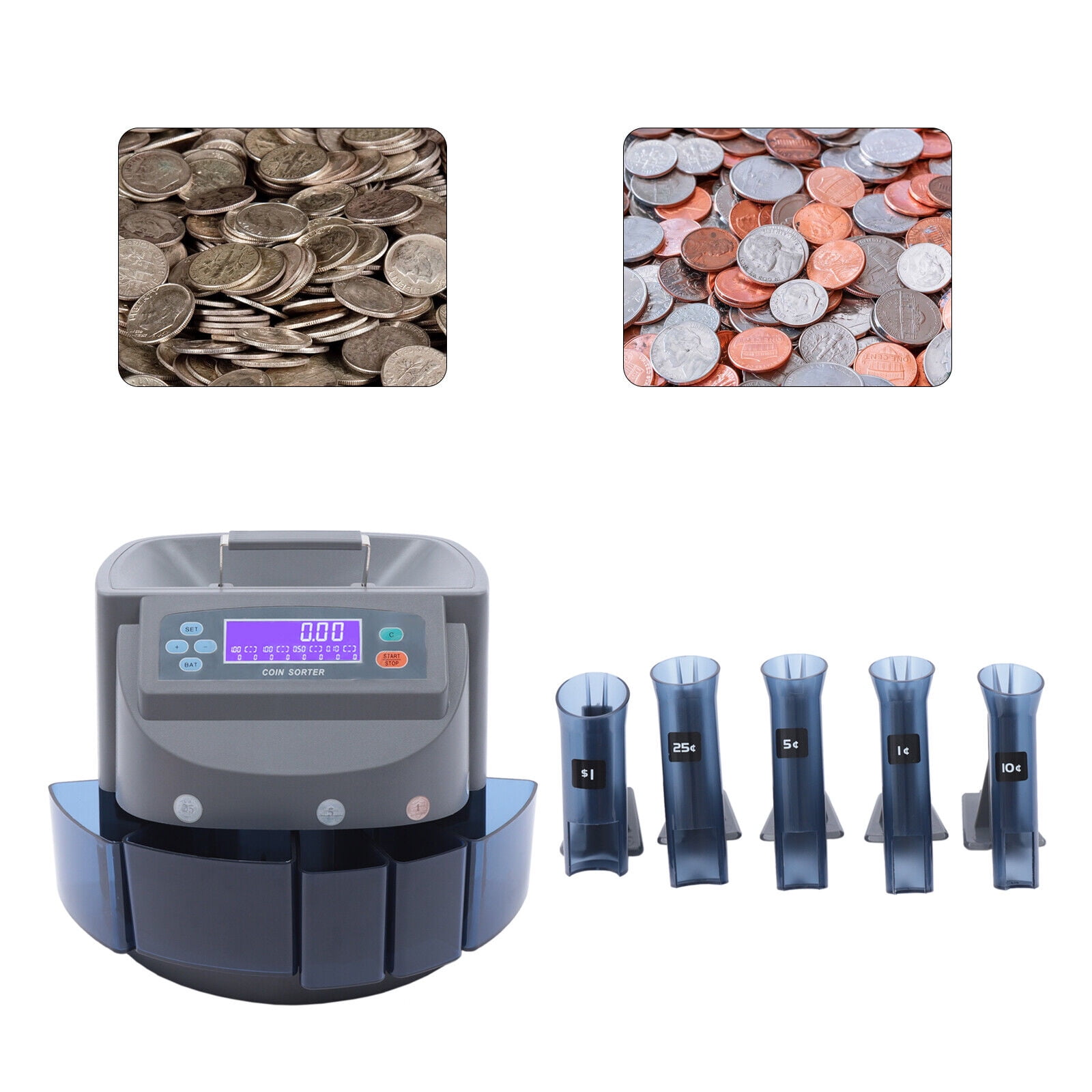 DENEST 110V CS100 USA Coin Counter Electric Change Money Cash Counting