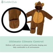 Cuddle Club One Piece Romper Hooded Fleece Onesie Jumper for Baby, Monkey Brown/Tan 12-18 Mos