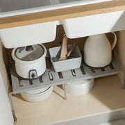 Adjustable Kitchen Cupboard Cabinet Shelf Storage Stackable Rack Organizer Gray 10.14 in